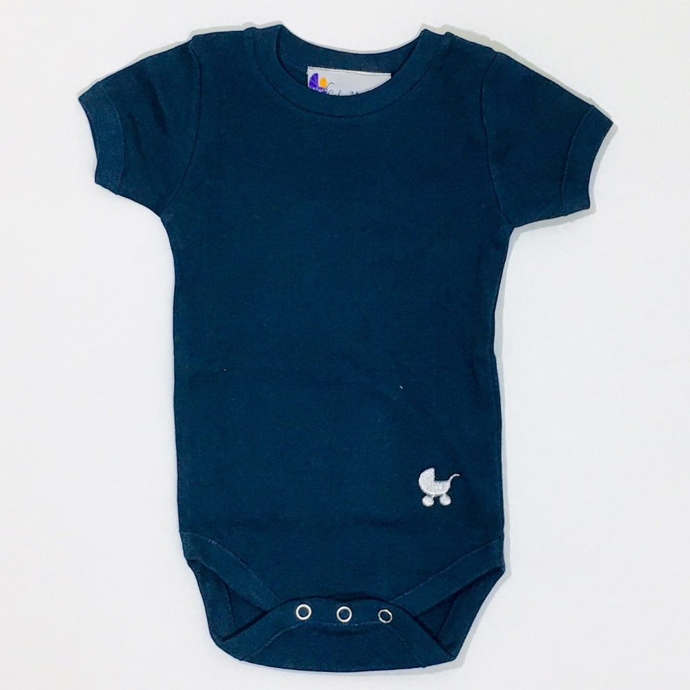 Short Sleeve Crew Neck Onesie-Navy